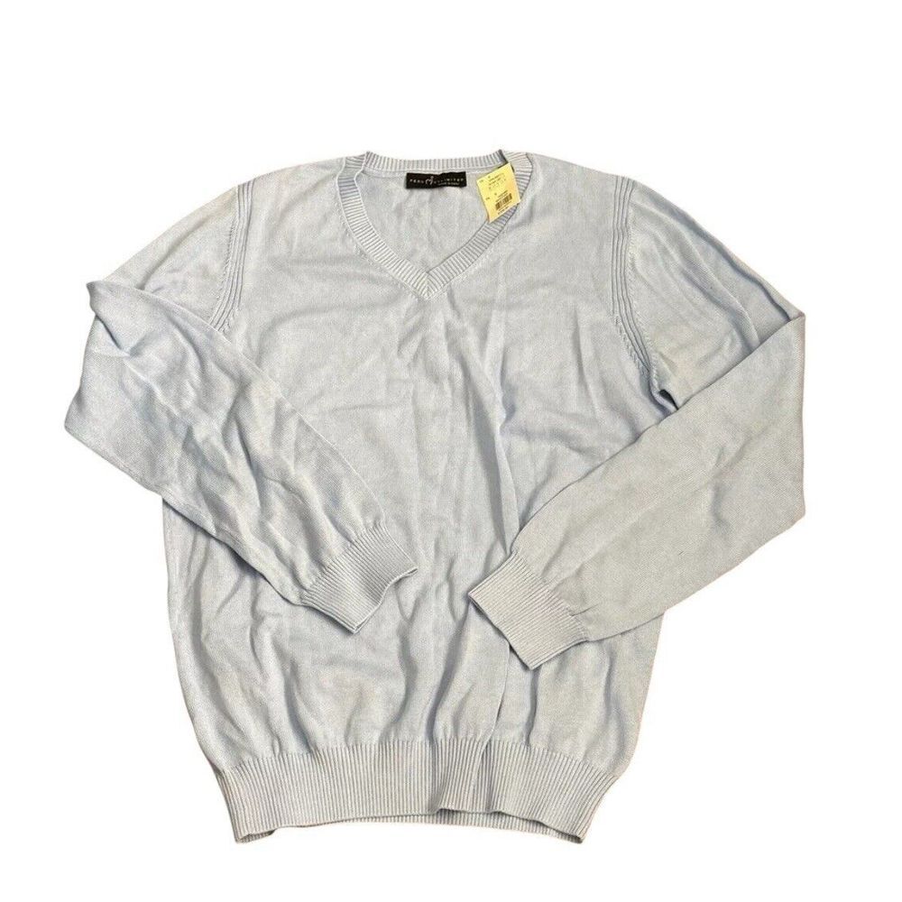 Peru Unlimited Pima Cotton Jersey Stitch light‎ Blue V Neck Size Small